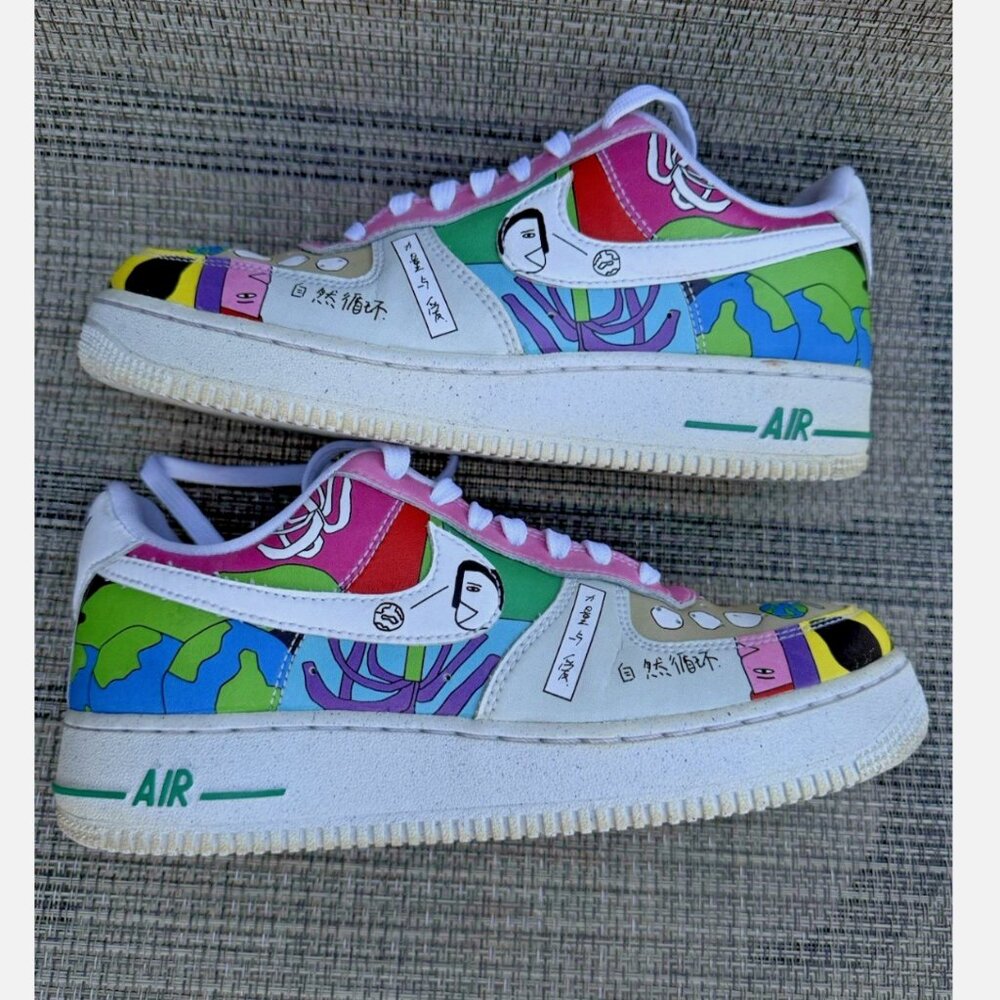 Nike Ruohan Wang x Air Force 1 Low Fly Leather Sneakers CZ3990-900 Unisex Sz 6.5 - Picture 7 of 16